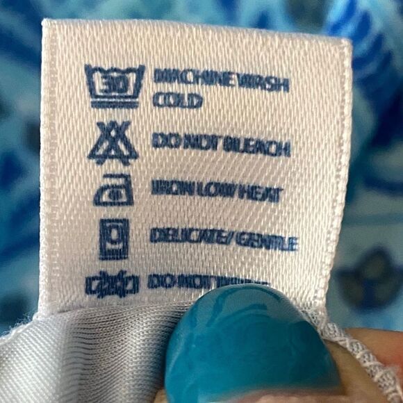 Ava Lynn Sz M Blue Tulip Design Sleeveless Casual Shift Lounge Dress - Picture 8 of 8